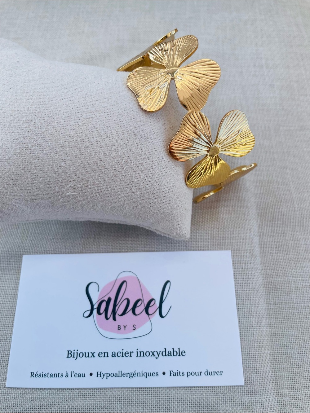 Flower Cuff Bracelet Stainless Steel | Bracelet Manchette Fleur